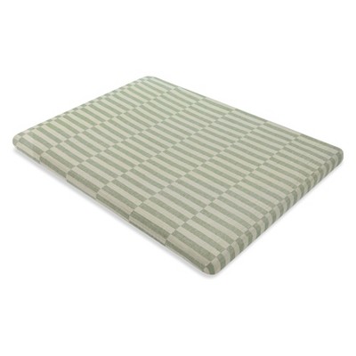 Green and Beige Organic Cotton Moss Stripe Midi Crib Sheet