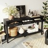 59" Farmhouse Console Table with 3 Drawers,Bottom Shelf & Iron Handles for Entryway,Living Room,Hallway-Baofuwish - 2 of 4