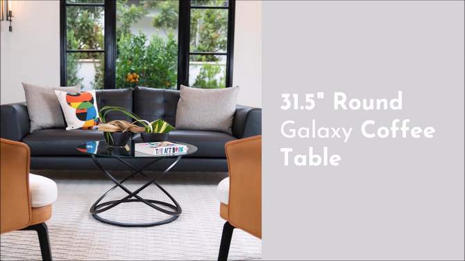 31.5" Round Galaxy Clear Tempered Glass Coffee Table - Danya B., 2 of 19, play video