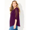 Catherines Women's Plus Size Petite Swiss Dot Tie Sleeve Blouse - 4 of 4