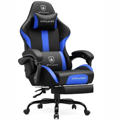 GTPLAYER Swivel Dorm Gaming Chair, Ergonomic Computer Chair with Footrest, Lumbar Support, PU Leather