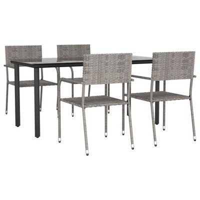 vidaXL Garden Dining Set - Gray 63" Table Length 4 Items