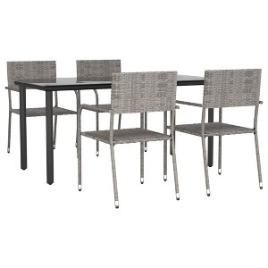 vidaXL Garden Dining Set - Gray 63" Table Length 4 Items - 1 of 4