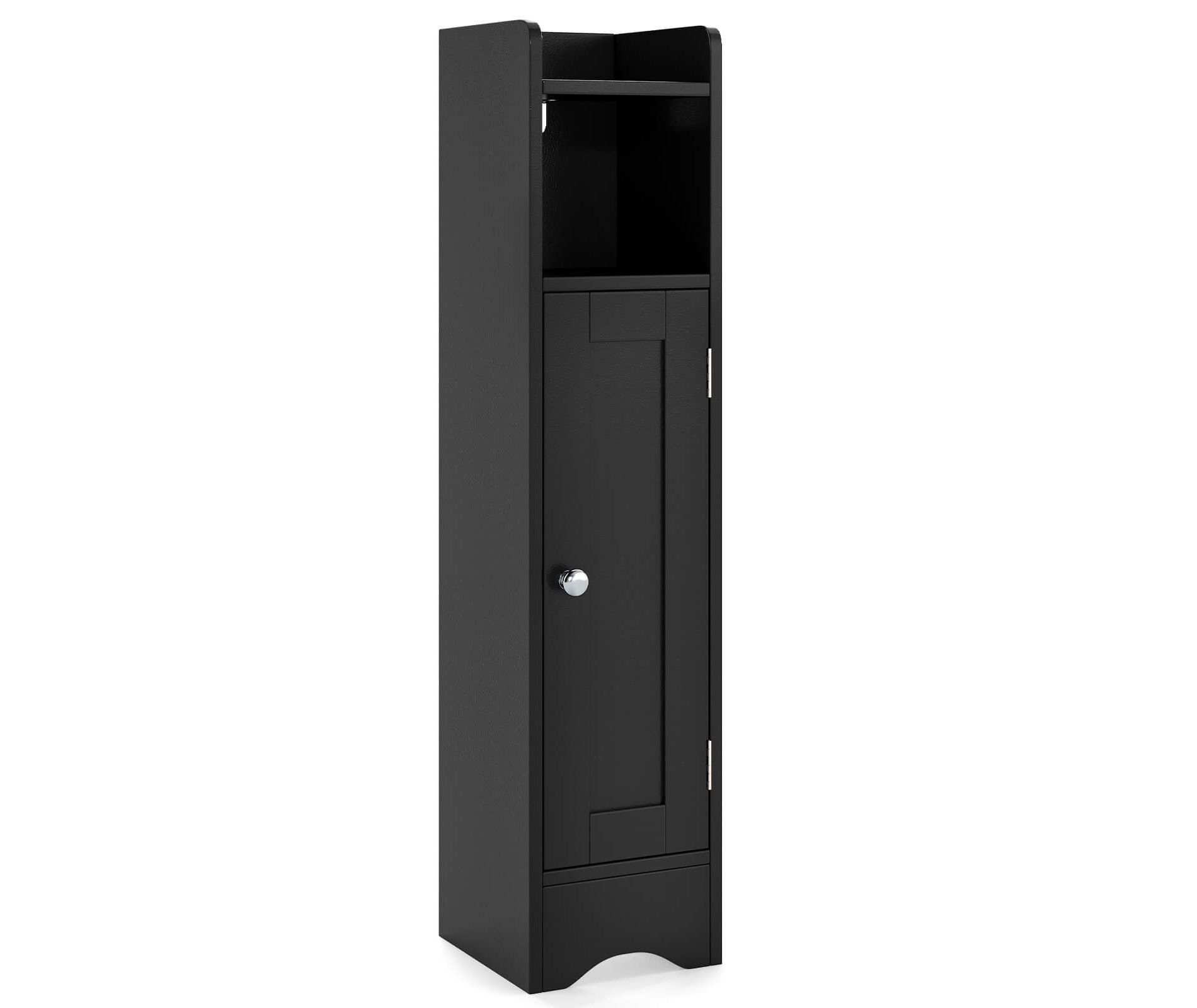 Costway Bathroom Storage Cabinet with Door Toilet Paper Holder Stand for Small Spaces Black/Gray/White
