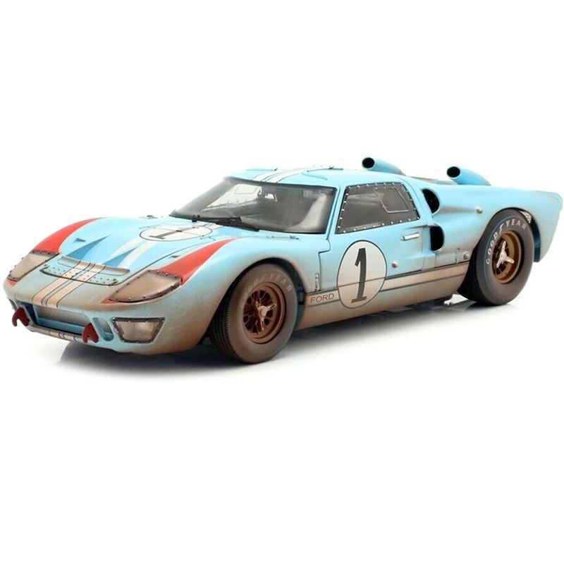 1966 Ford GT-40 MK II #1 Light Blue Miles - Hulme Le Mans (Dirty Version) 1/18 Diecast Model Car by Shelby Collectibles, 2 of 4