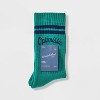 Women's 'Optimistic' Ribbed Cushioned Crew Socks - Universal Thread™ Green 4-10: Knit Design - 2 of 3