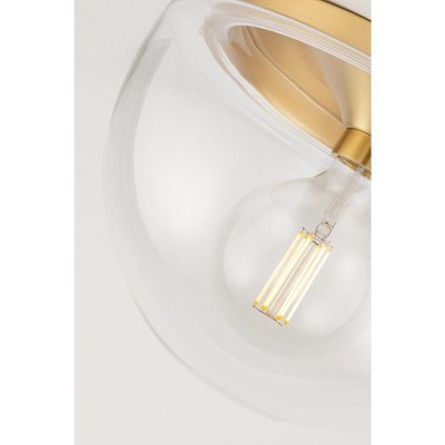 Grace Aged Brass 1-Light LED Flush Mount with Clear Glass Shade
