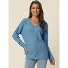 Seta T Women's V Neck Waffle Knit Long Sleeve Casual Tunic Blouses - 2 of 4