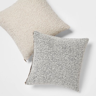 Woven Boucle Square Throw Pillow with Exposed Zipper Neutral - Threshold™