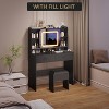 Vanity Table and Chair Set with 2 Drawers and Charging Station, Vanity Desk with Mirror and Lights - 3 of 4