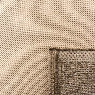 Round Natural Brown Easy-Care Synthetic Indoor/Outdoor Rug 2' x 3'7"