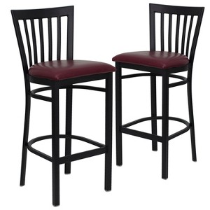 Emma and Oliver 2 Pack School House Back Metal Restaurant Barstool - 1 of 4