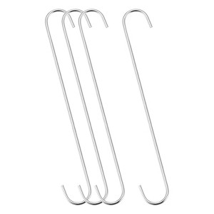 Unique Bargains S-shaped Extra Long Steel for Garden Bathroom Closet Hooks 4 Pcs - 1 of 4