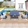 COWLOWN 4 Piece Blue Aluminum All Weather Modern Sectional Patio Furniture Set with Plush Thick Cushions - 3 of 4