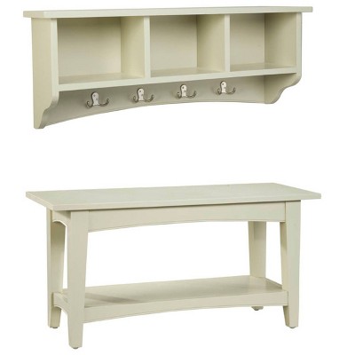 Shaker Cottage Storage Coat Hook with Bench Set - Alaterre Furniture