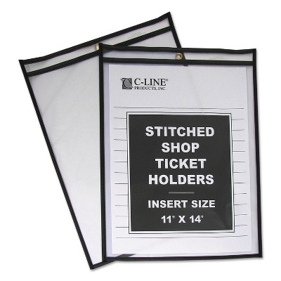 C-Line Shop Ticket Holders Stitched One Side Clear 50" 8 1/2 x 11 25/BX 45911 