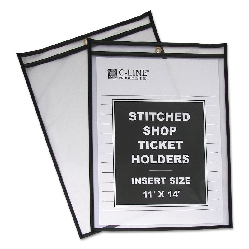 C-Line Shop Ticket Holders Stitched Both Sides Clear 75" 11 x 14 25/BX 46114, 1 of 5