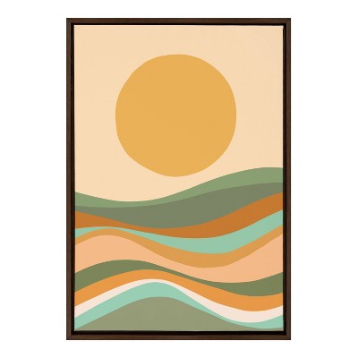 23" x 33" Sylvie Rainbow Waves Landscape Framed Canvas by Dominique Vari Brown - Kate & Laurel All Things Decor: Scandinavian Style Art