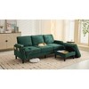 VASIP Green 3-Seat Storage Sofa Bed with Ottoman - L-Shaped Sectional Couch for Small Spaces, Compact Apartment Living Room Furniture - 2 of 4