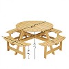 SAINTCY Outdoor Round Picnic Table with Built-in Benches - 3 of 4