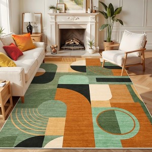 Area Rug Modern Geometric Abstract Rug Bedroom Ultra-Thin Soft Low Pile Large Carpet Living Room Non Slip Dining Room - 1 of 4