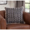 Gulches Fun Fringed Throw Pillow - Handmade India Cotton Blend, Textured Stripes/Geometric Motifs, Zippered Cover, Plush Polyester Insert, Navy/White - 2 of 4