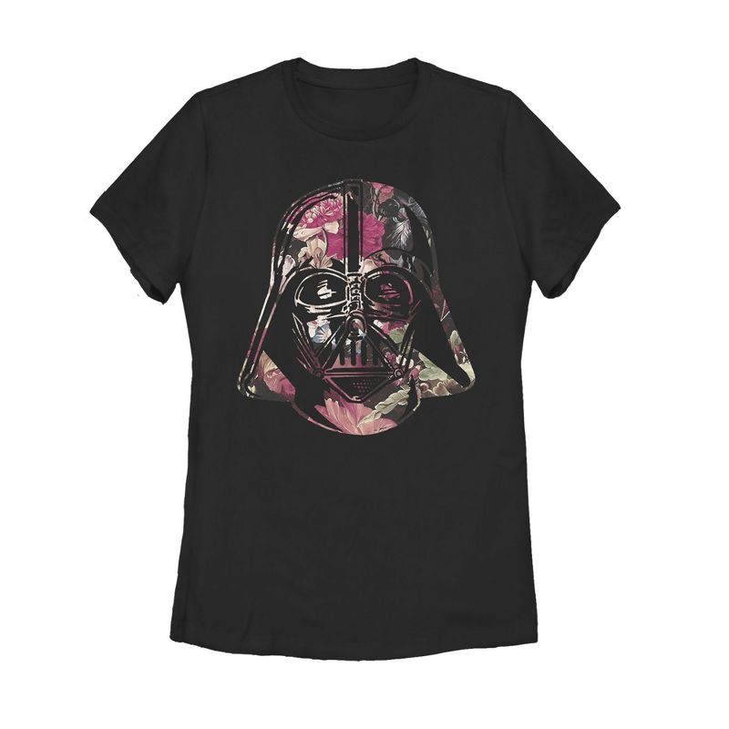 Women's Star Wars Floral Print Vader T-Shirt, 1 of 4