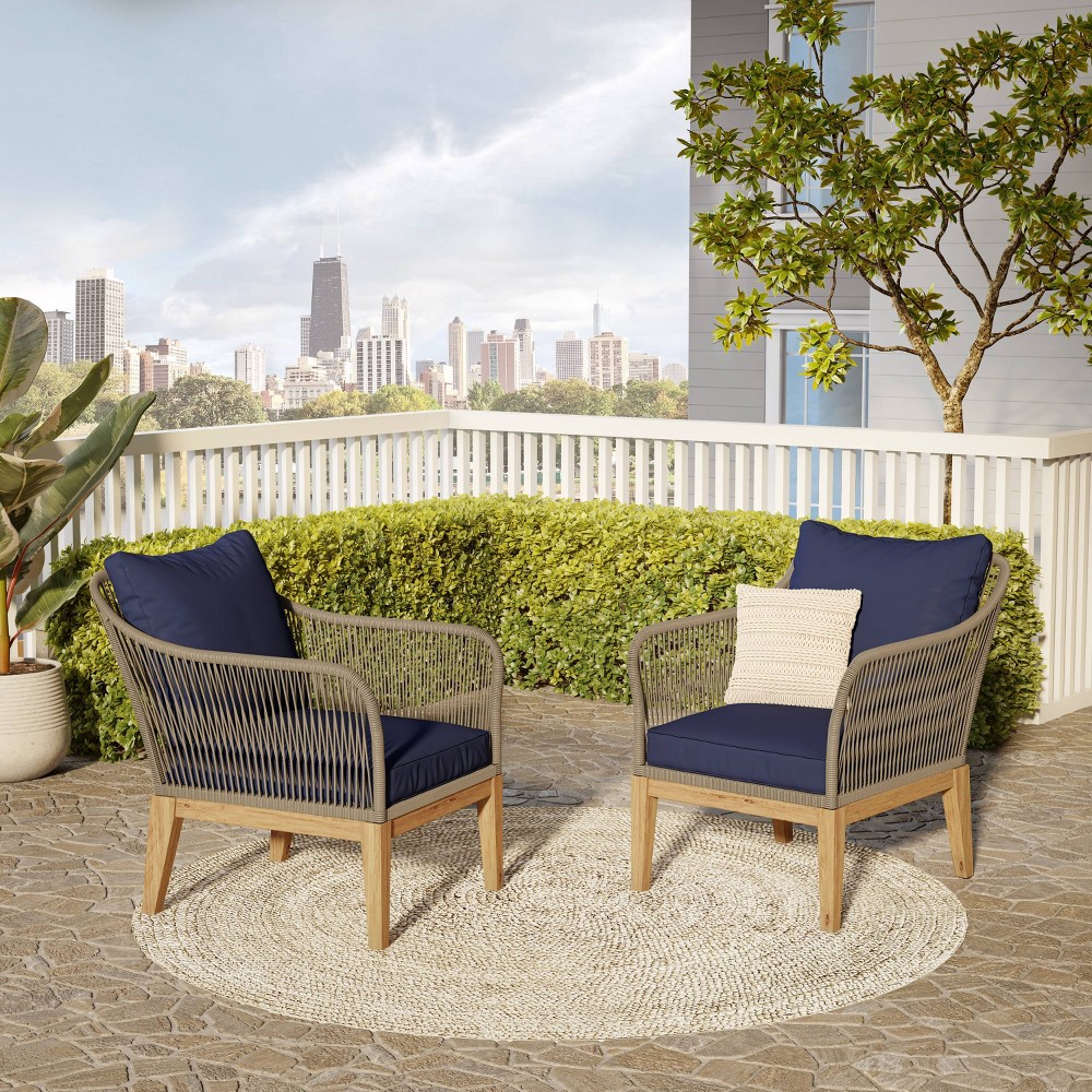 2pc Outdoor Arm Chairs with Cushions - Gray - TK Classics