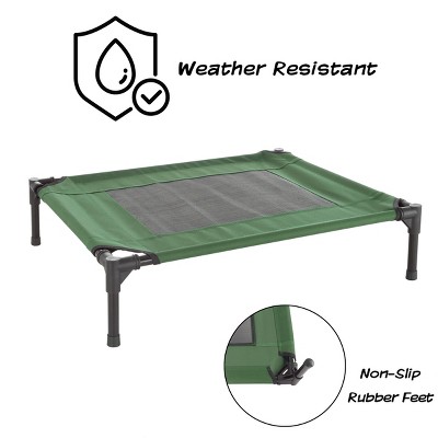 Medium Green Elevated Outdoor Pet Bed with Mesh Panel