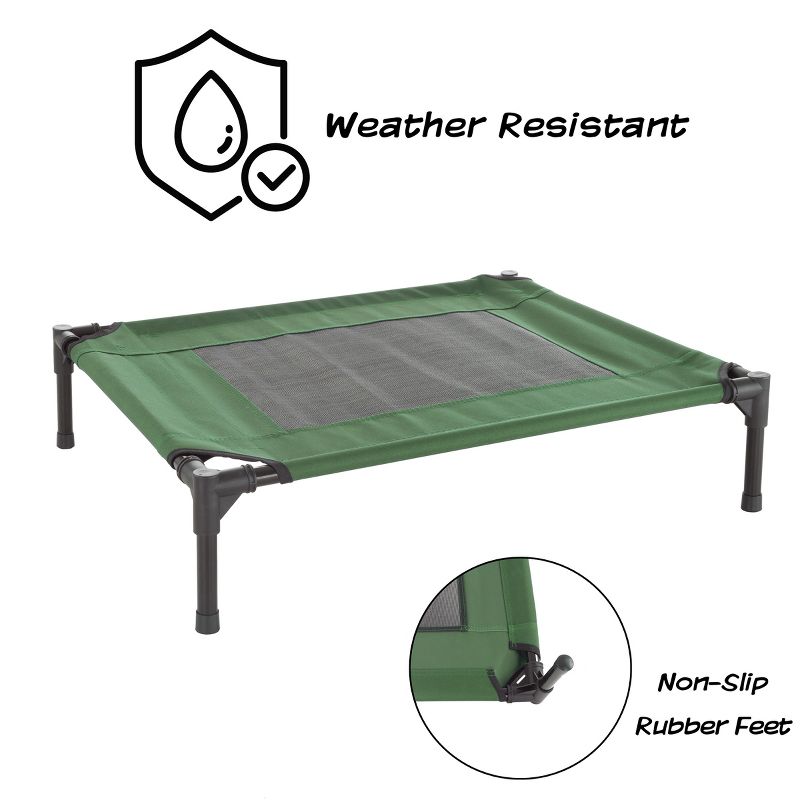 Elevated Dog Bed – 30x24 Portable Bed for Pets with Non-Slip Feet – Indoor/Outdoor Dog Cot or Puppy Bed for Pets up to 50lbs by Petmaker (Green), 2 of 9