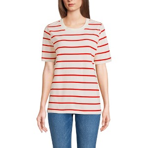 Lands' End Women's Cotton Relaxed Short Sleeve Crew Neck T-Shirt - 1 of 3