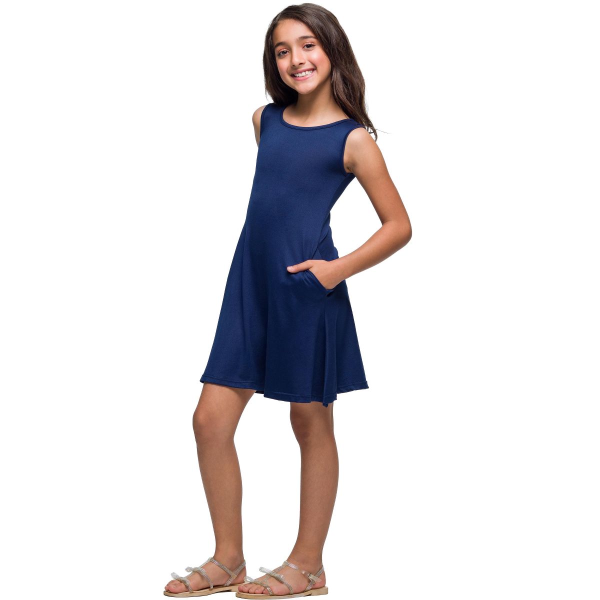 Girls Sleeveless Pocket Swing Dress - 24sevenKid™ - thumbnail 6