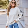 Women's Cozy Cream Knit Sweater with Black Dash Sleeve Detail - Cupshe - 3 of 4