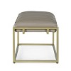 Riebe Contemporary Handmade Channel Stitch Ottoman Bench Dark Cream/Matte Gold - Christopher Knight Home: Artisan Crafted, Iron Sled Base - 2 of 4
