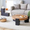 Modern Double Layer Marble Coffee Table with Detachable Glass Top Space Saving Round Table for Living Room Bedroom or Small Spaces-The Pop Home - 2 of 4