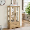 Small Lighted Curio Cabinet with Glass Doors, MDF Wood Display Cabinet with Adjustable Shelves, 2 Glass Doors and 1 Drawer - Koiai - 2 of 4