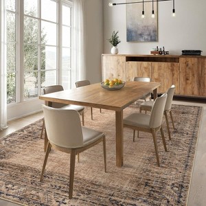 Vintage Bordered Washable Area Rug - Non-Slip Non-Shedding Stain Resistant Carpet, Soft Distressed Print Mat for Living Room, Nursery, Bedroom Office - 1 of 4