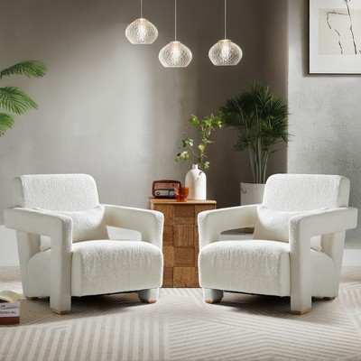 Set of 2 Accent Chairs, Sleek Right-Angle Armchair with Ergonomic Lumbar Support, Square Wooden Legs - Christopher Knight Home