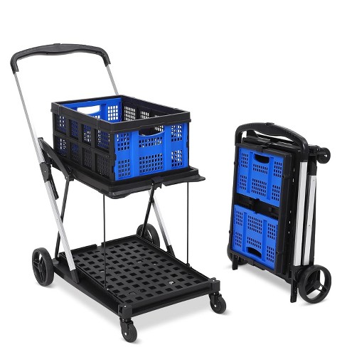 Outdoor and Indoor Folding Serving Cart with on sale Wheels and 2 Shelves, Blue