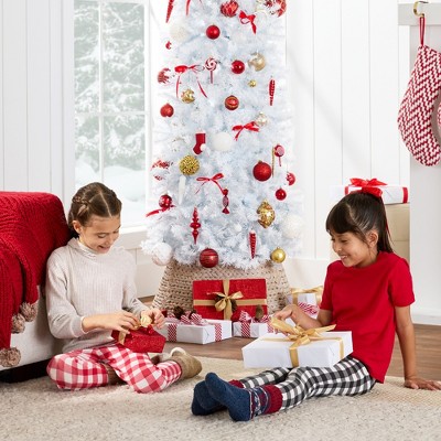 6ft White Artificial Pencil Christmas Tree with Metal Base