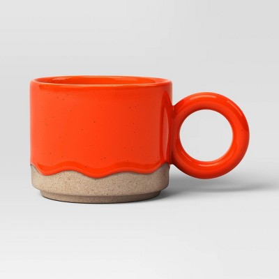 16 fl oz Stoneware Drippy Glass Mug Orange - Room Essentials™