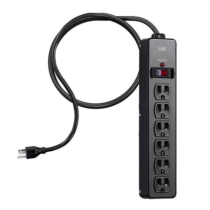 Monoprice Heavy Duty 6 Outlet Metal Surge Power Strip - Black With 6 Feet Cord | 540 Joules, 4 of 7