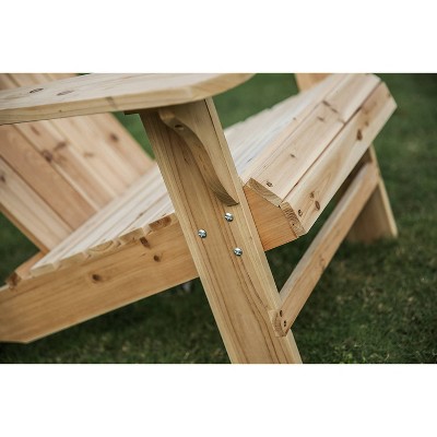 Natural Fir Wood Adirondack Chair with Arms for Outdoor Use