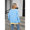 Coolmee Women's Sweatshirts for  Crewneck Long Sleeve Loose Fit Tops Color Block Ribbed Trim Crewneck Tops - 2 of 4