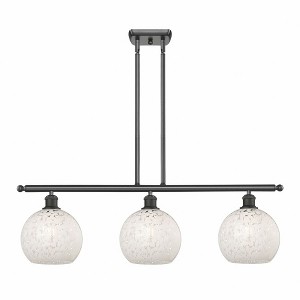 White Mouchette - 3 Light Stem Hung Island In Modern Style-10.5 Inches Tall and 36 Inches Wide - 1 of 1