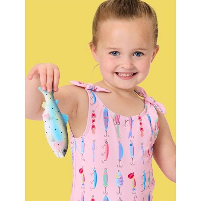 RuffleButts Baby/toddler Girls Upf50+ Tie Shoulder One Piece - Pink Gone Fishin, 5 — фото 5