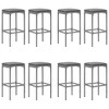 vidaXL Patio Bar Set Outdoor Garden Table with Stool with Cushions Poly Rattan - Gray 70.9" Table Length 8 Piece - 4 of 4