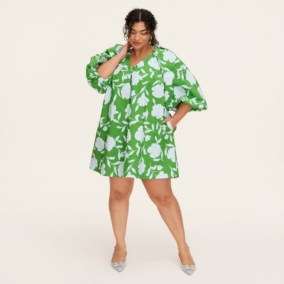 Women's Classic Rose Poplin Long Sleeve Mini Dress - kate spade new york x Target Green/Blue