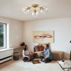 PAKOKULA 20.47 in. 3-Light Gold Modern Semi-Flush Mount with Seeded Glass Shade - 4 of 4