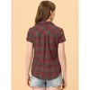 INSPIRE CHIC Women's Classic Short Sleeve Button Down Plaid Shirt - 4 of 4